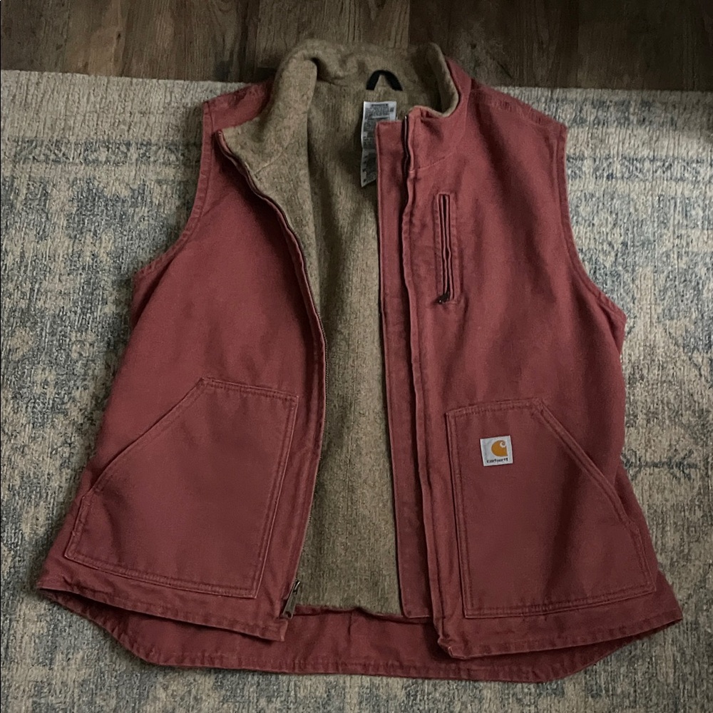 Carhartt Brick Red Vest with Fleece Lining